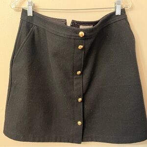 Like new Loft wool black skirt with Gold Button Accents